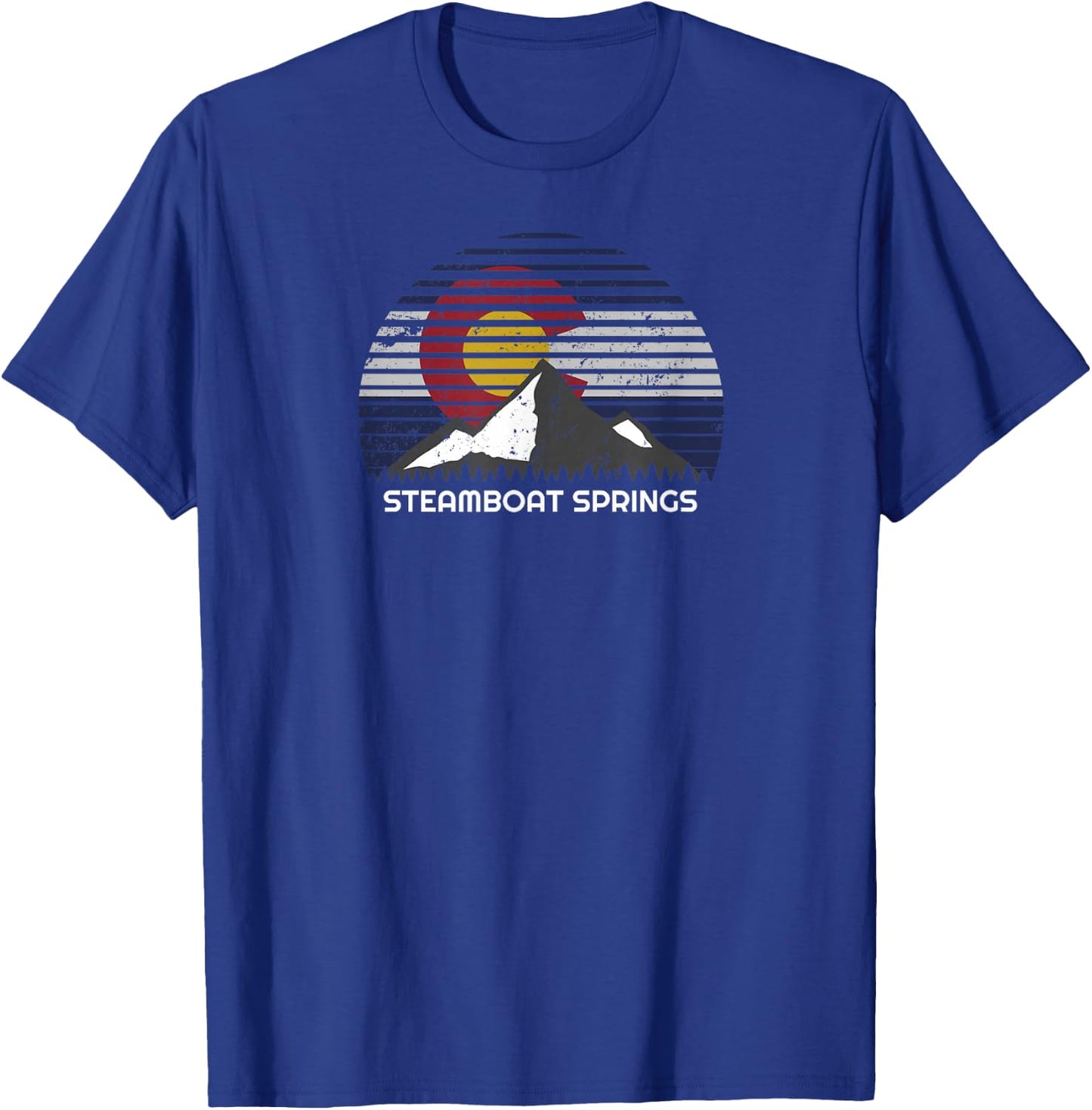 Steamboat Springs, Colorado x CO Flag Mtn Top T-Shirt - T-Shirt | Royal