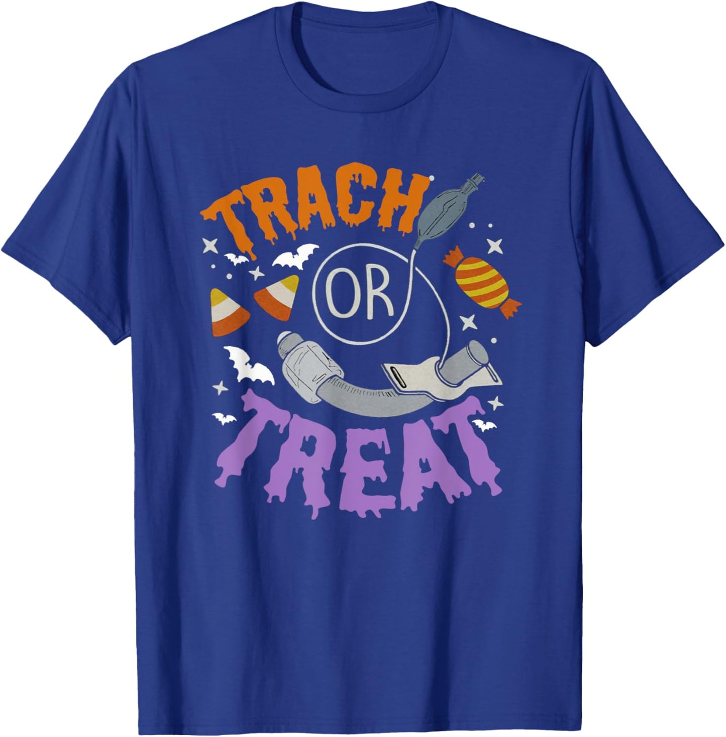 Trach Or Treat Nurse Respiratory Therapist ICU RN Halloween T-Shirt - T-Shirt | Royal