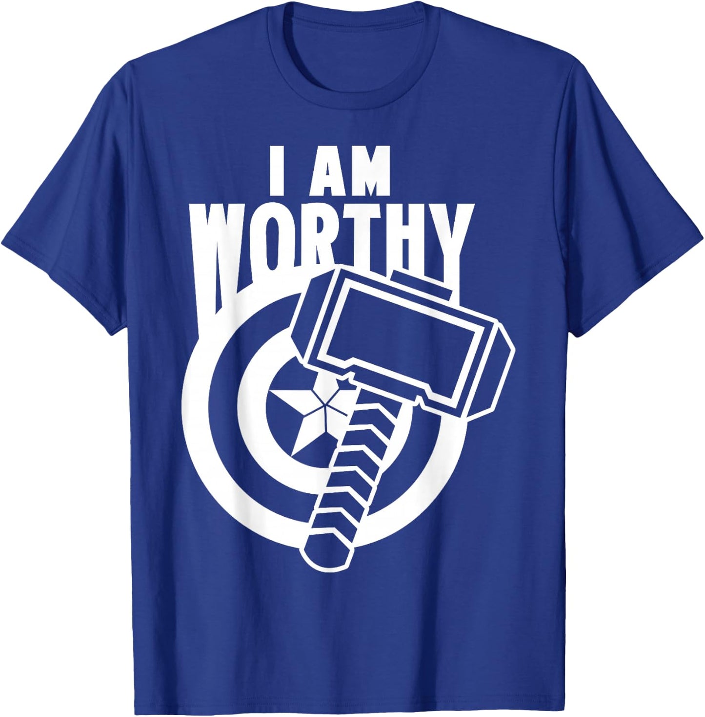 Avengers Endgame Captain America I Am Worthy Mjolnir Shield T-Shirt - T-Shirt | Royal
