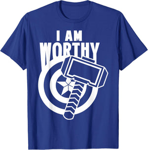 Avengers Endgame Captain America I Am Worthy Mjolnir Shield T-Shirt - T-Shirt | Royal