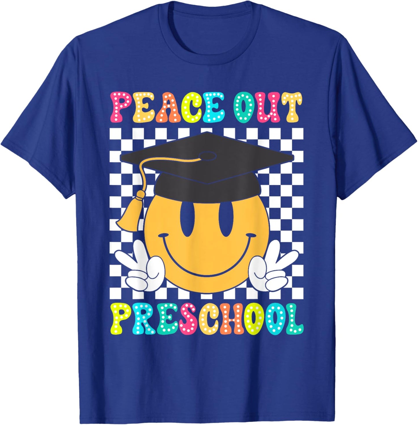 Peace Out Preschool Graduation Class Of 2024 Kid Boy Girl T-Shirt - T-Shirt | Royal