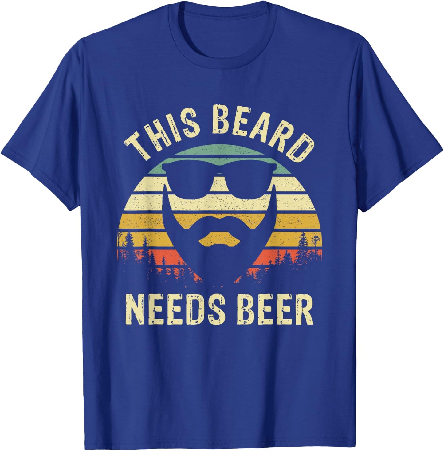 Vintage Dad Husband This Beard Needs Beer Fathers Day Gift T-Shirt - T-Shirt | Royal