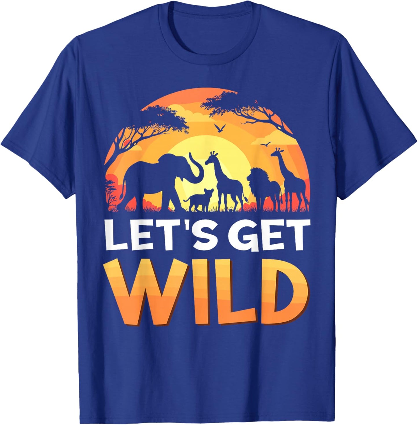 Let's Get Wild Zoo Animals Sunset Wildlife Matching Safari T-Shirt - T-Shirt | Royal
