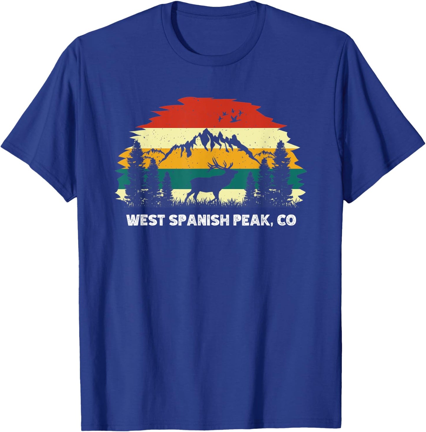 West Spanish Peak, CO mountain hiking nature outdoor camping T-Shirt - T-Shirt | Royal