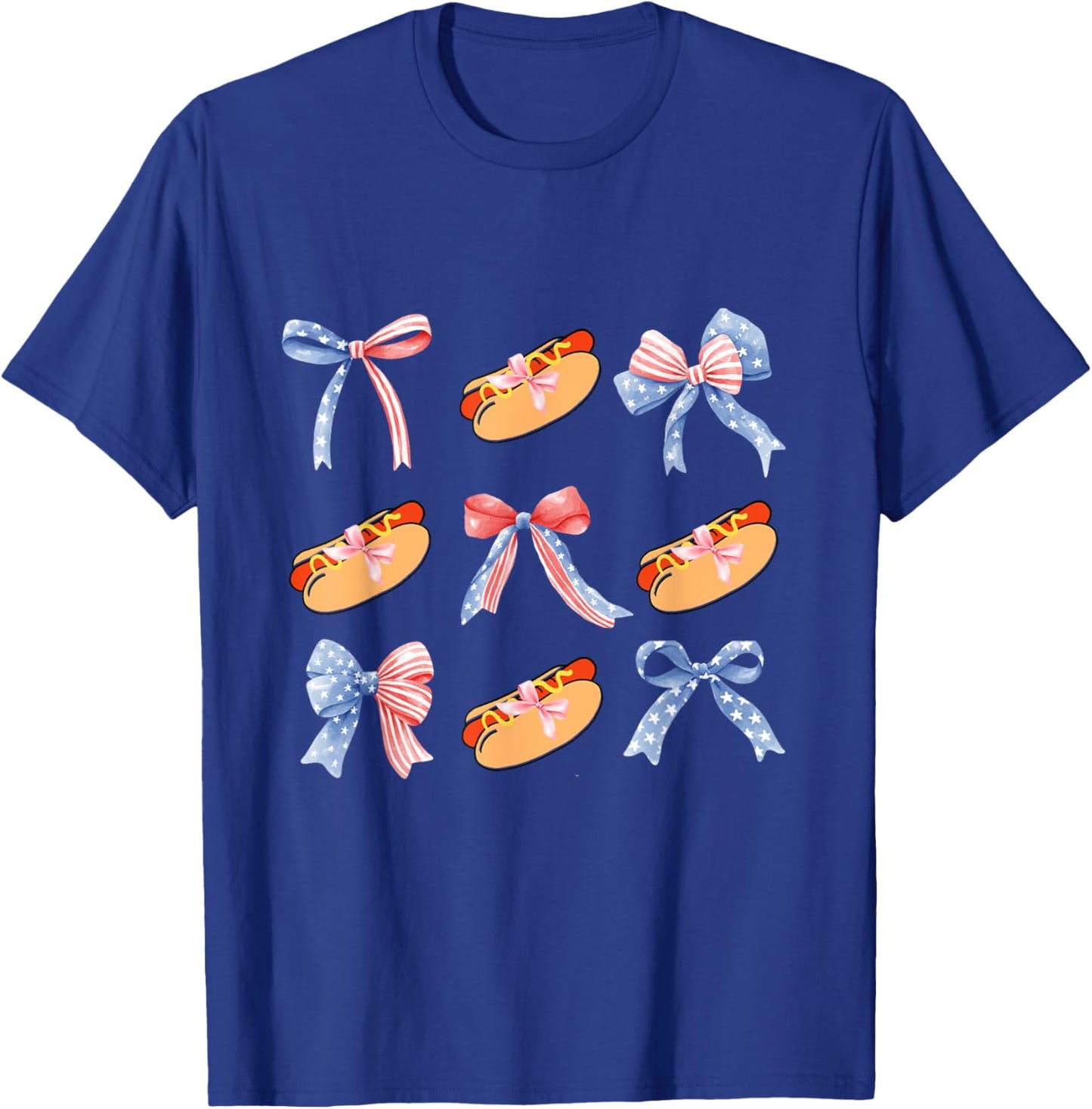 Pink Bows Cute Coquette hotdog y2k Girl Aesthetic USA bow T-Shirt - T-Shirt | Royal