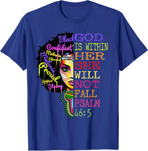 God is Within Her She Will Not Fall Christian Inspirational T-Shirt - T-Shirt | Royal