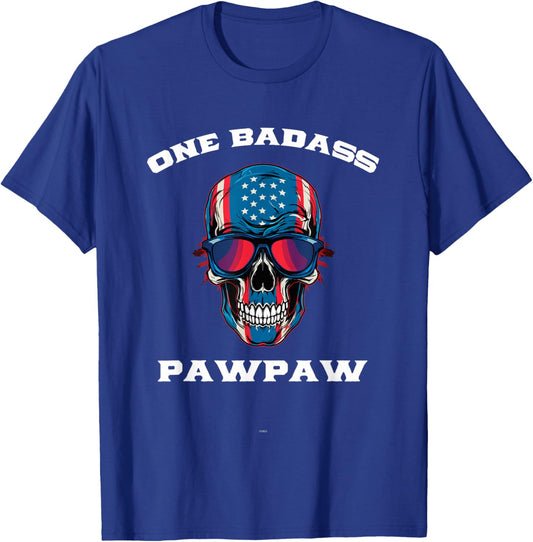 One Badass PawPaw American Flag US 4th of July USA Paw-Paw T-Shirt - T-Shirt | Royal