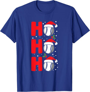 Christmas Ho-Ho-Ho Santa Reindeer Baseball Pajama T-Shirt - T-Shirt | Royal