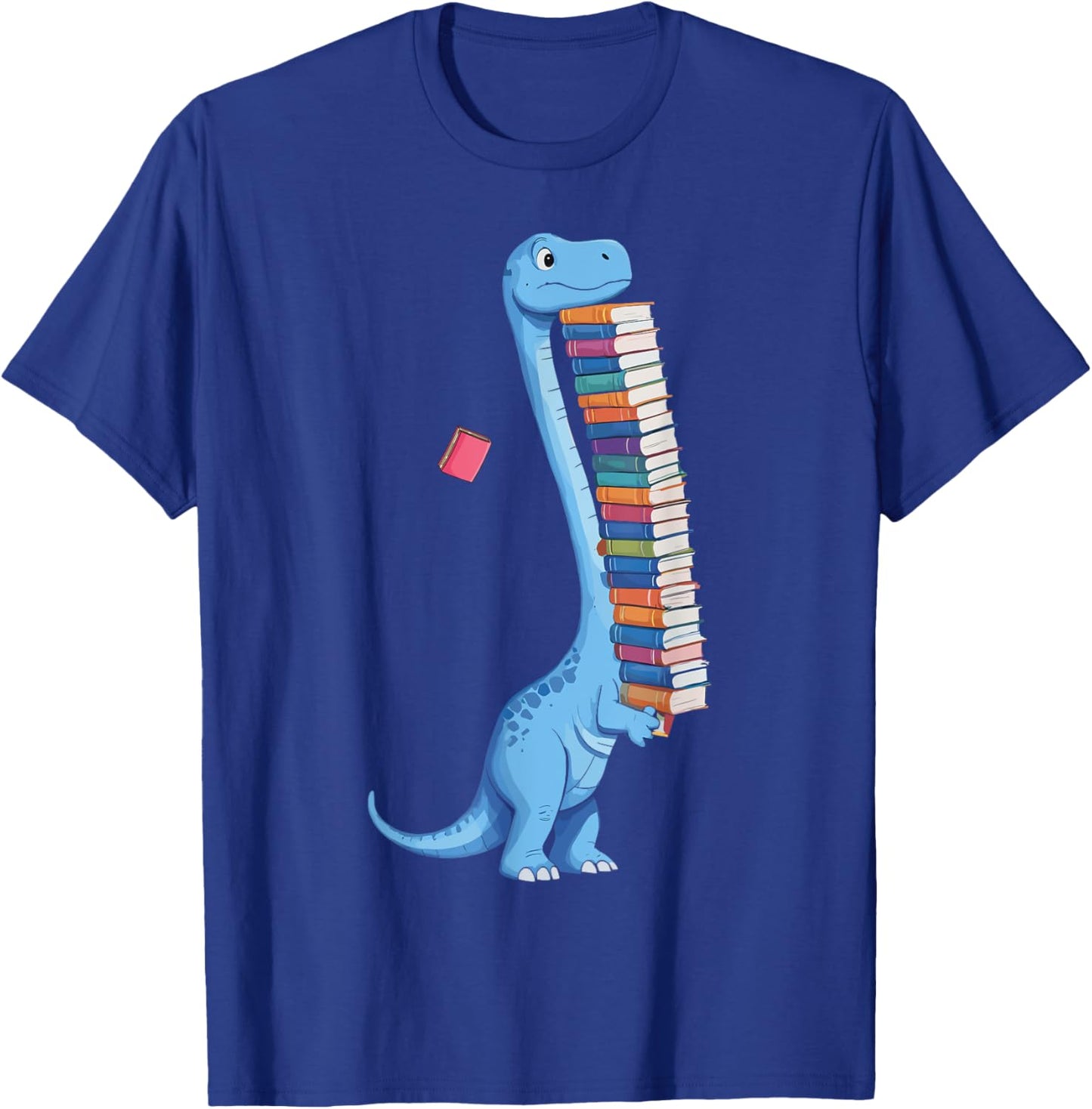 Book Carrying Dinosaur Reading Dino T-Shirt - T-Shirt | Royal