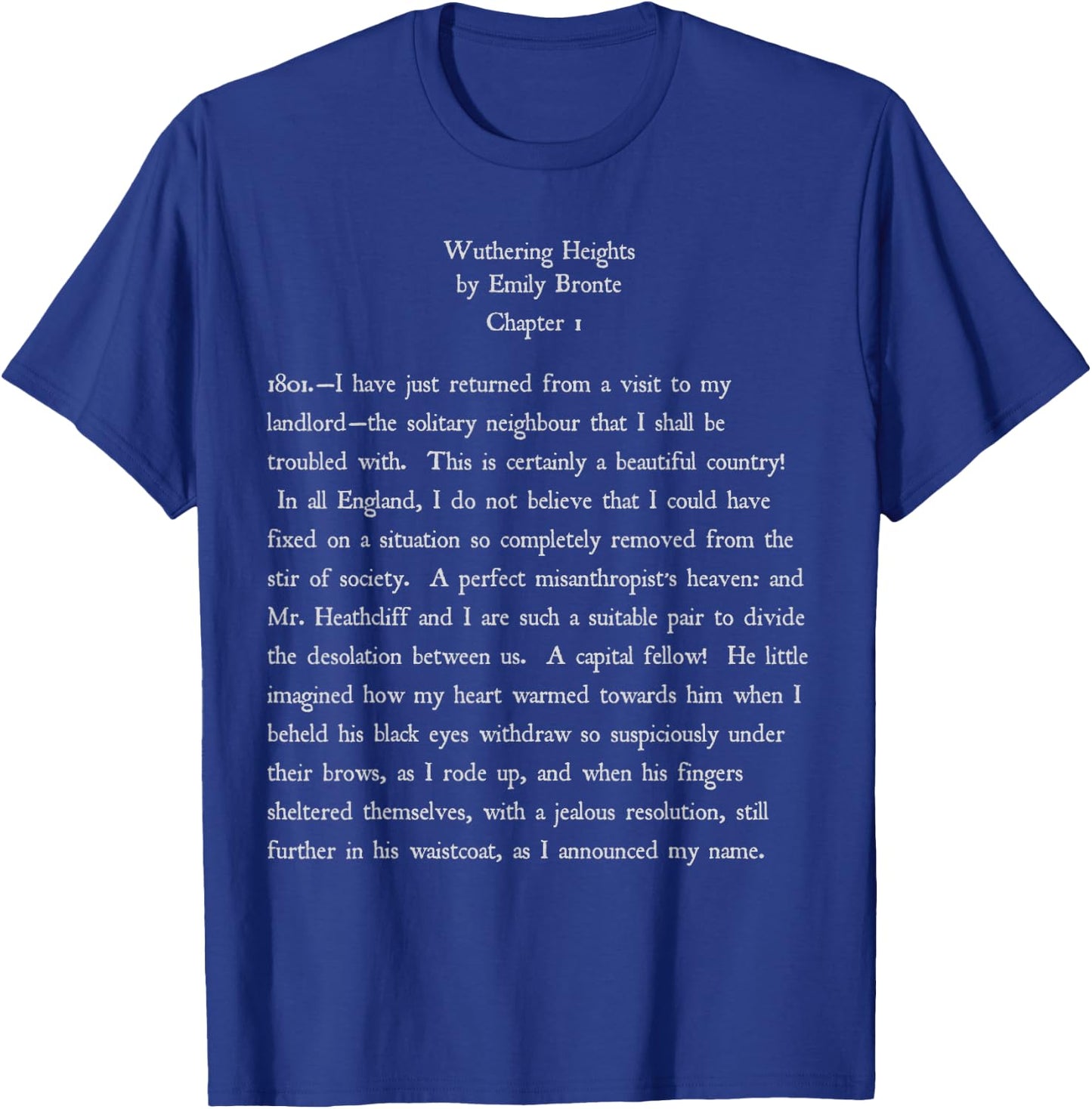 Emily Bronte Wuthering Heights Vintage Text Gift T-Shirt - T-Shirt | Royal