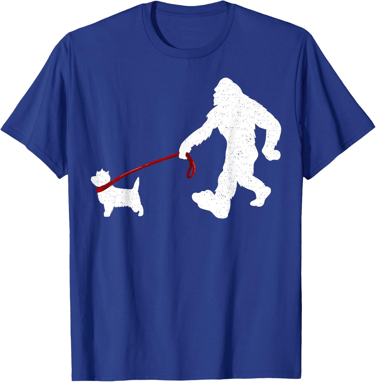 Funny Bigfoot Walking With Cairn Terrier Dog Gifts T-Shirt - T-Shirt | Royal