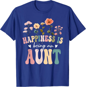 Happiness is Being an Aunt Floral Design Aunt Mother's Day T-Shirt - T-Shirt | Royal