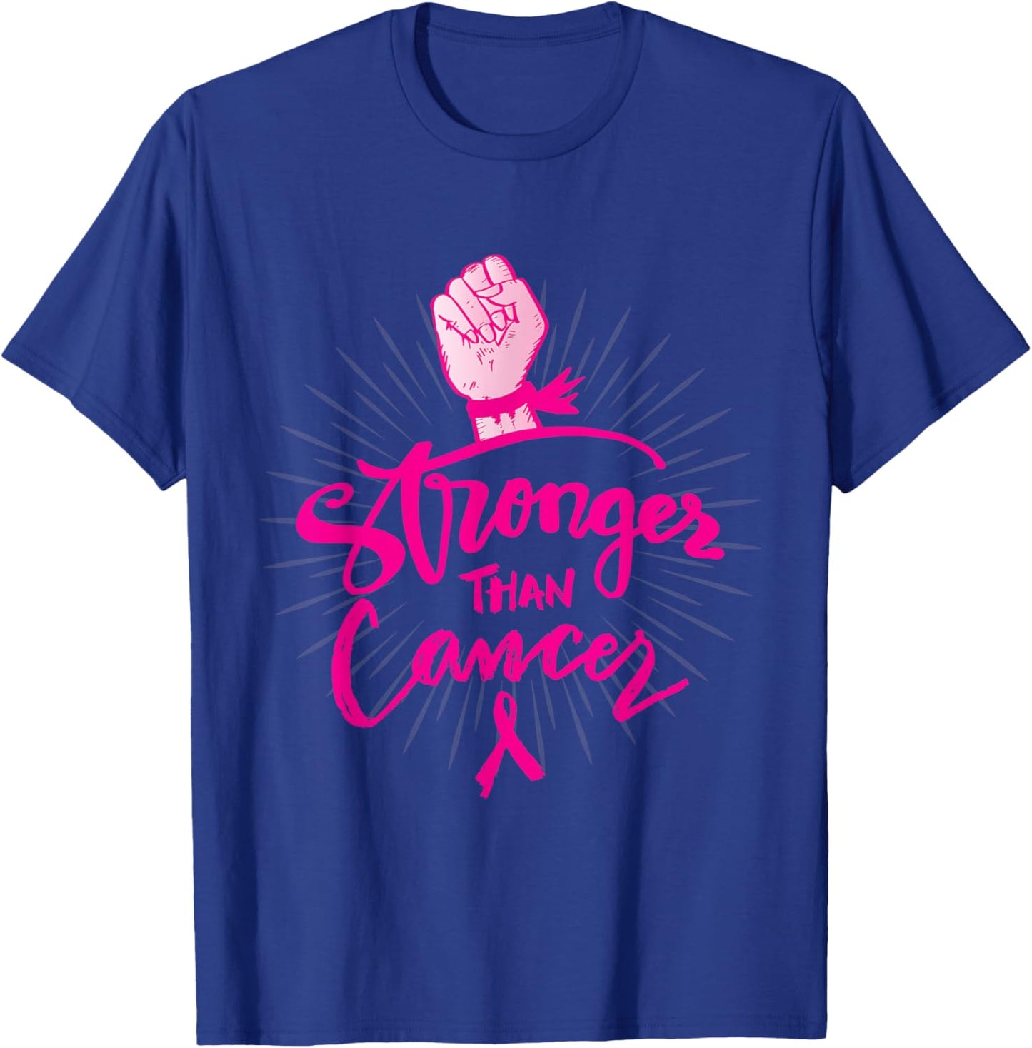 Stronger Than Breast Cancer Awareness Month Pink Ribbon T-Shirt - T-Shirt | Royal