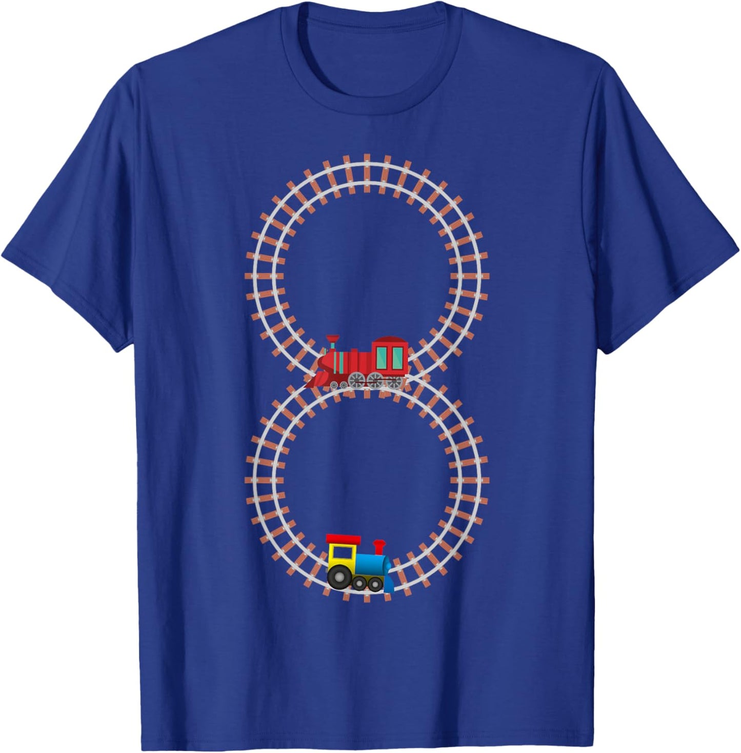 8th Birthday Train Railroad Themed Fun 8 Years Old Boy Train T-Shirt - T-Shirt | Royal