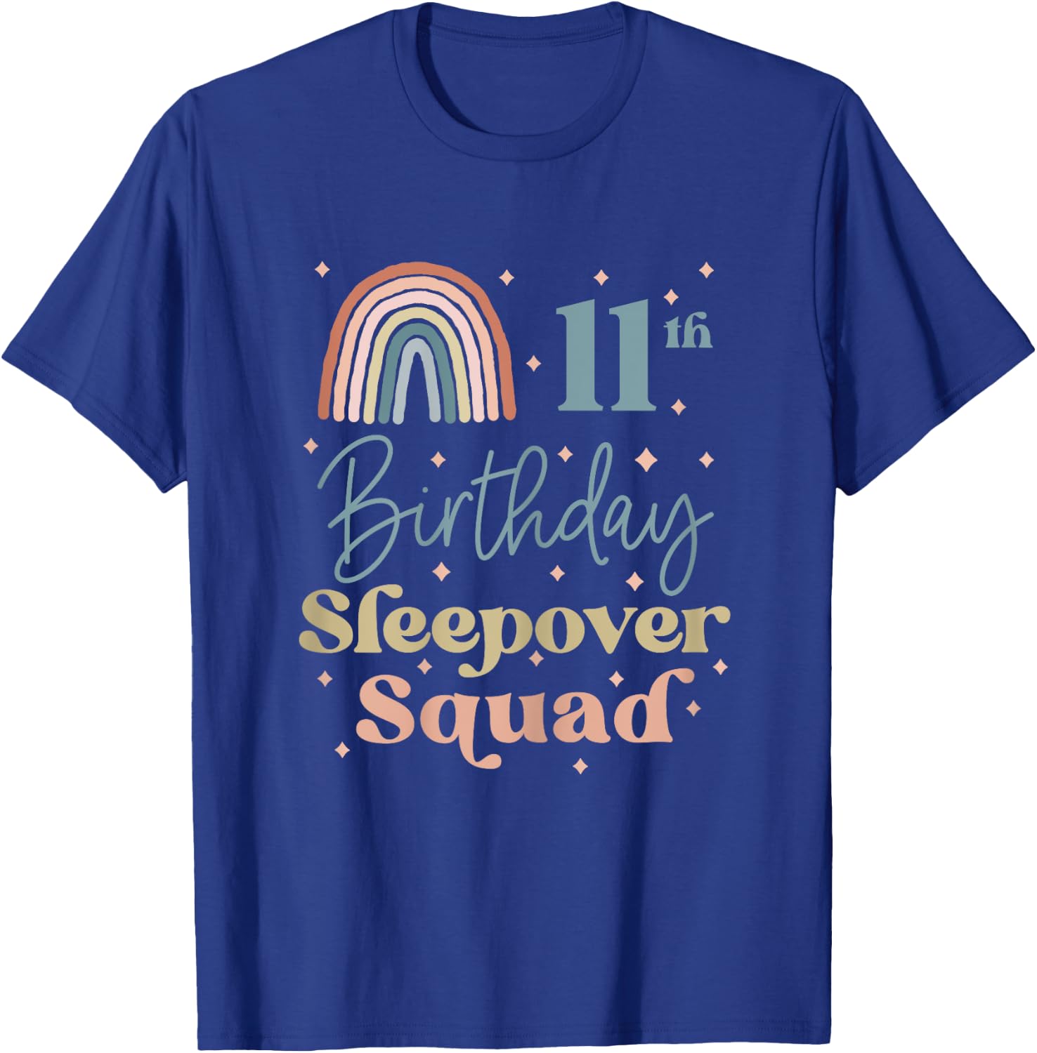 11th Birthday Boho Rainbow Sleepover Squad Pajamas for Girls T-Shirt - T-Shirt | Royal
