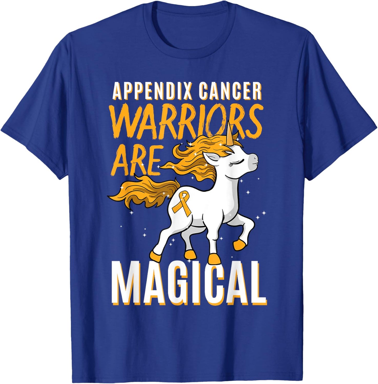 Appendix Cancer Awareness Supporter Fighter Unicorn Lover T-Shirt - T-Shirt | Royal
