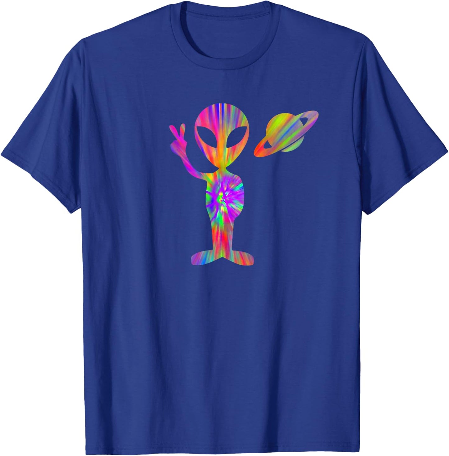 Alien Hippie Saturn Silhouette I Aliens UFO Roswell Tie Dye T-Shirt - T-Shirt | Royal