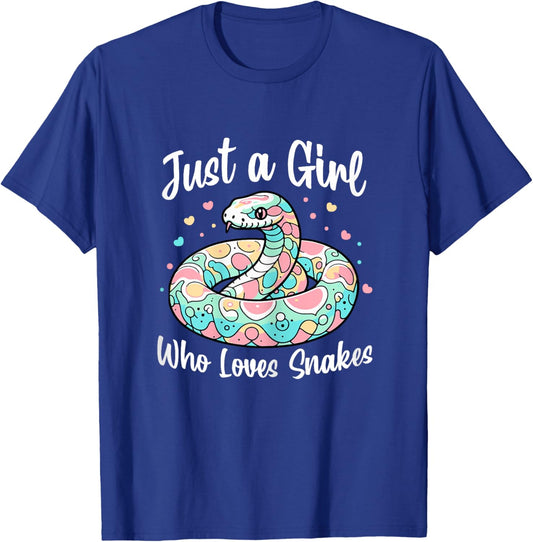 Just A Girl Who Loves Snakes - Cute Snake Pastel Color Art T-Shirt - T-Shirt | Royal