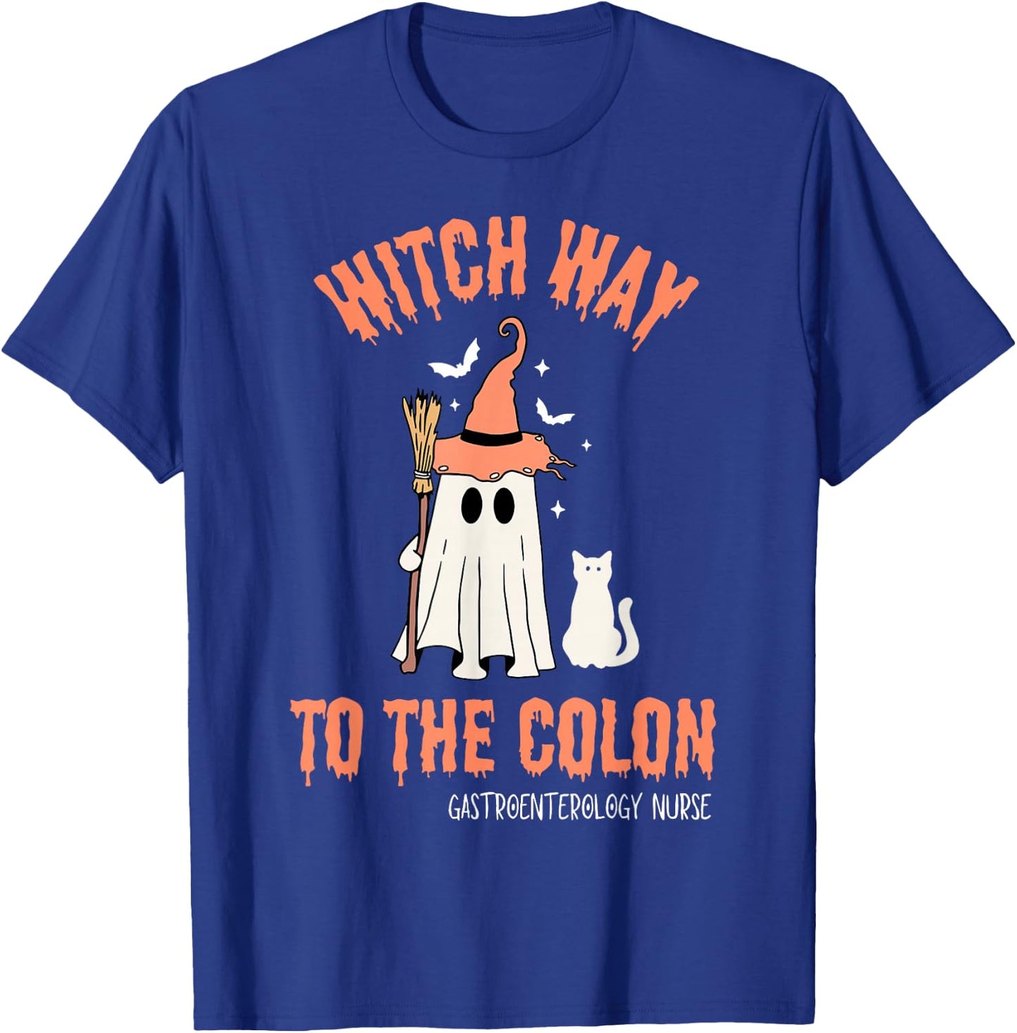 Witch Way To Colon Halloween Gastrointestinal Nurse Ghost T-Shirt - T-Shirt | Royal