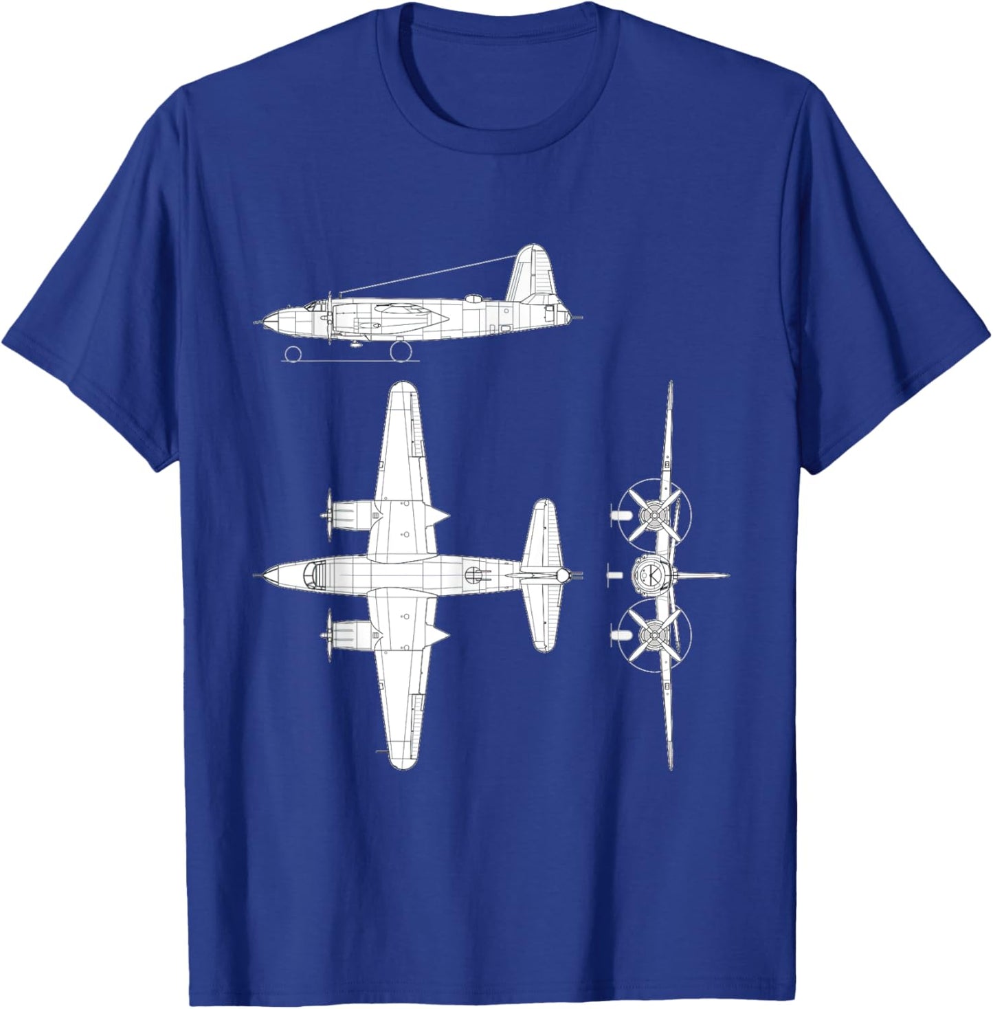 Martin B-26 Marauder WW2 Bomber Airplane Blueprint T-Shirt - T-Shirt | Royal