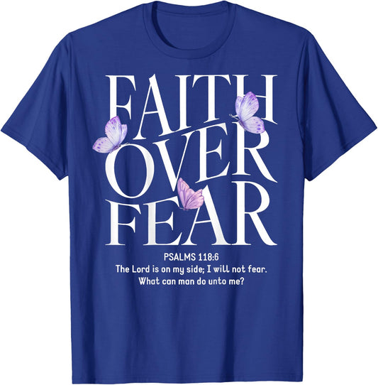 Faith Over Fear Christian (on back) T-Shirt - T-Shirt | Royal