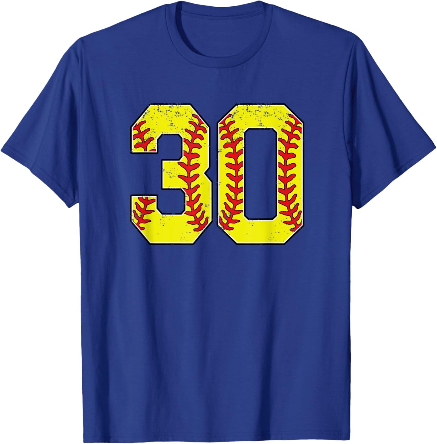 Softball Number 30 Mom Dad Show Support Favorite Player T-Shirt - T-Shirt | Royal