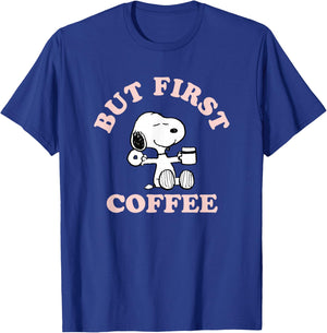 Peanuts But First Coffee Snoopy T-Shirt - T-Shirt | Royal