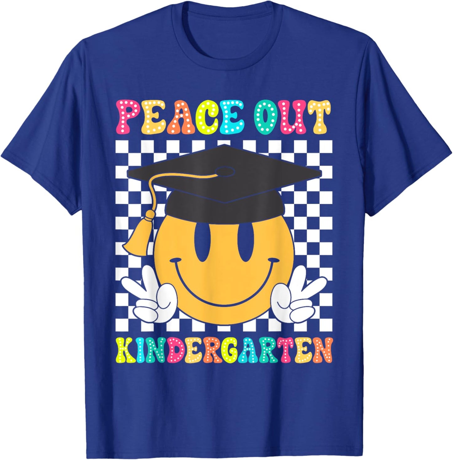 Peace Out Kindergarten Graduation Class Of 2024 Kid Boy Girl T-Shirt - T-Shirt | Royal