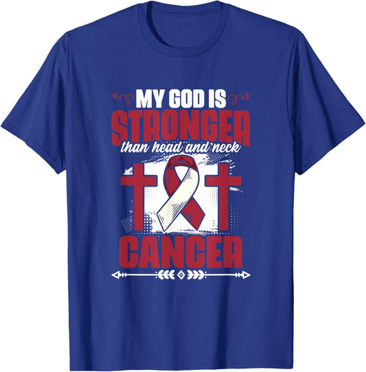 God Stronger Than Head And Neck Cancer Throat Cancer T-Shirt - T-Shirt | Royal