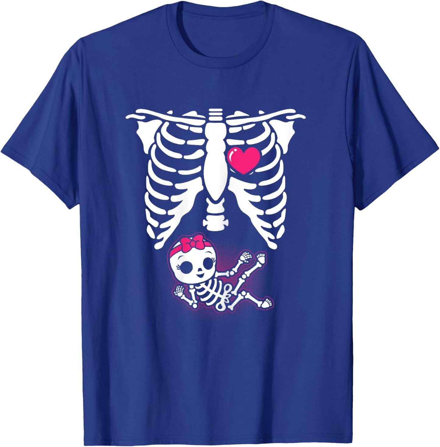 Halloween Skeleton Pregnancy Baby Girl X-Ray Funny Pregnant T-Shirt - T-Shirt | Royal