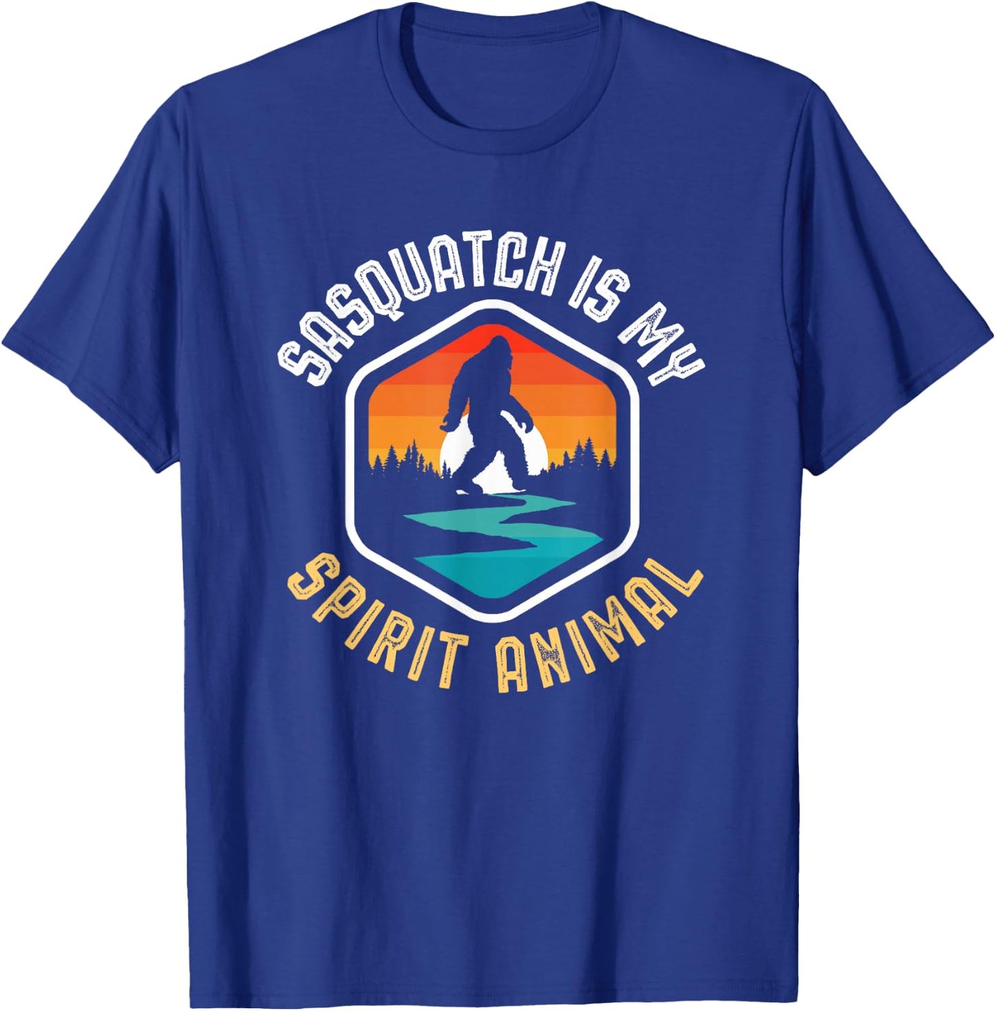 Sasquatch is my Spirit Animal Vintage Bigfoot Outdoor T-Shirt - T-Shirt | Royal