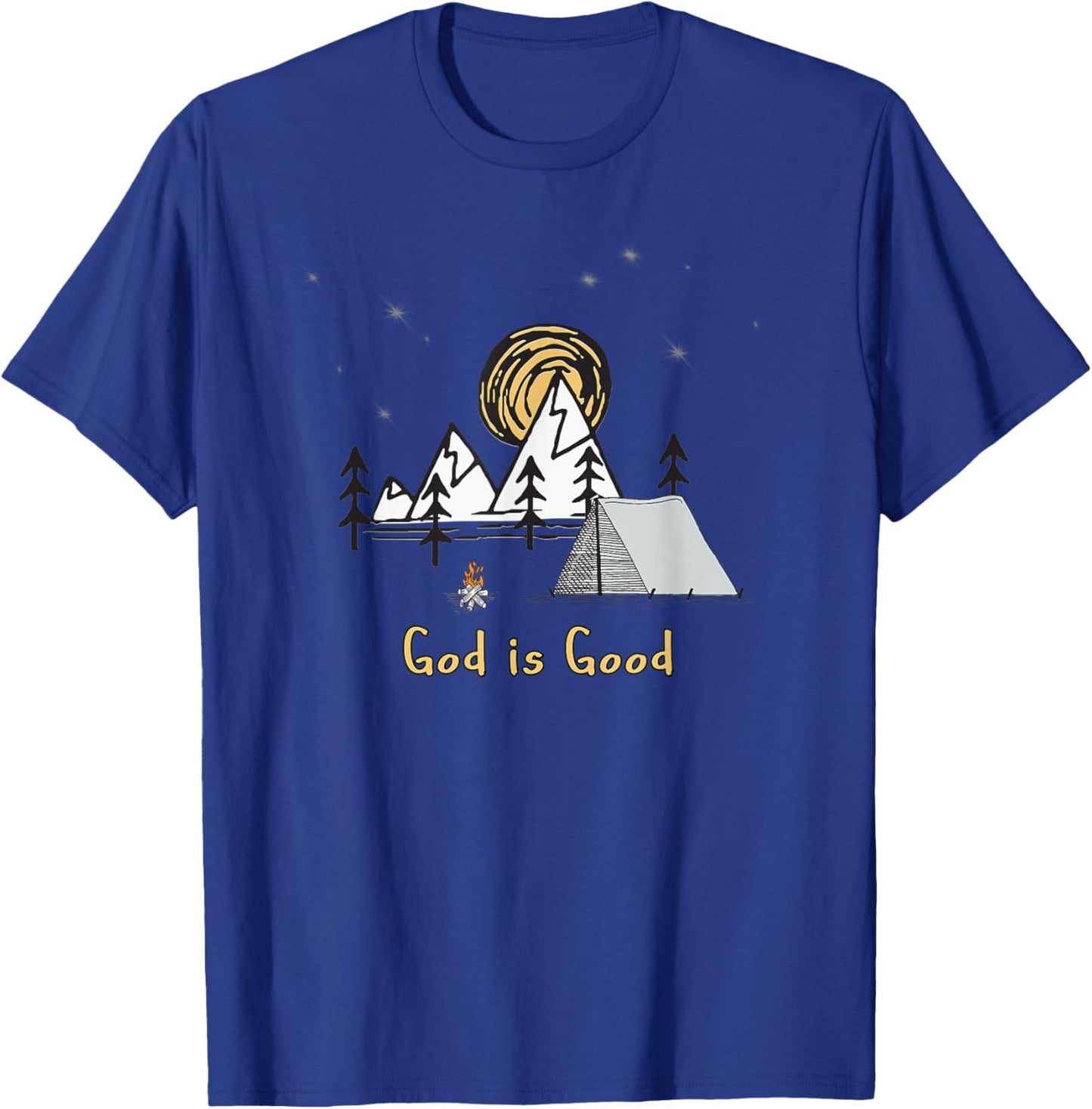 God is good tent camping under the stars graphic design gift T-Shirt - T-Shirt | Royal