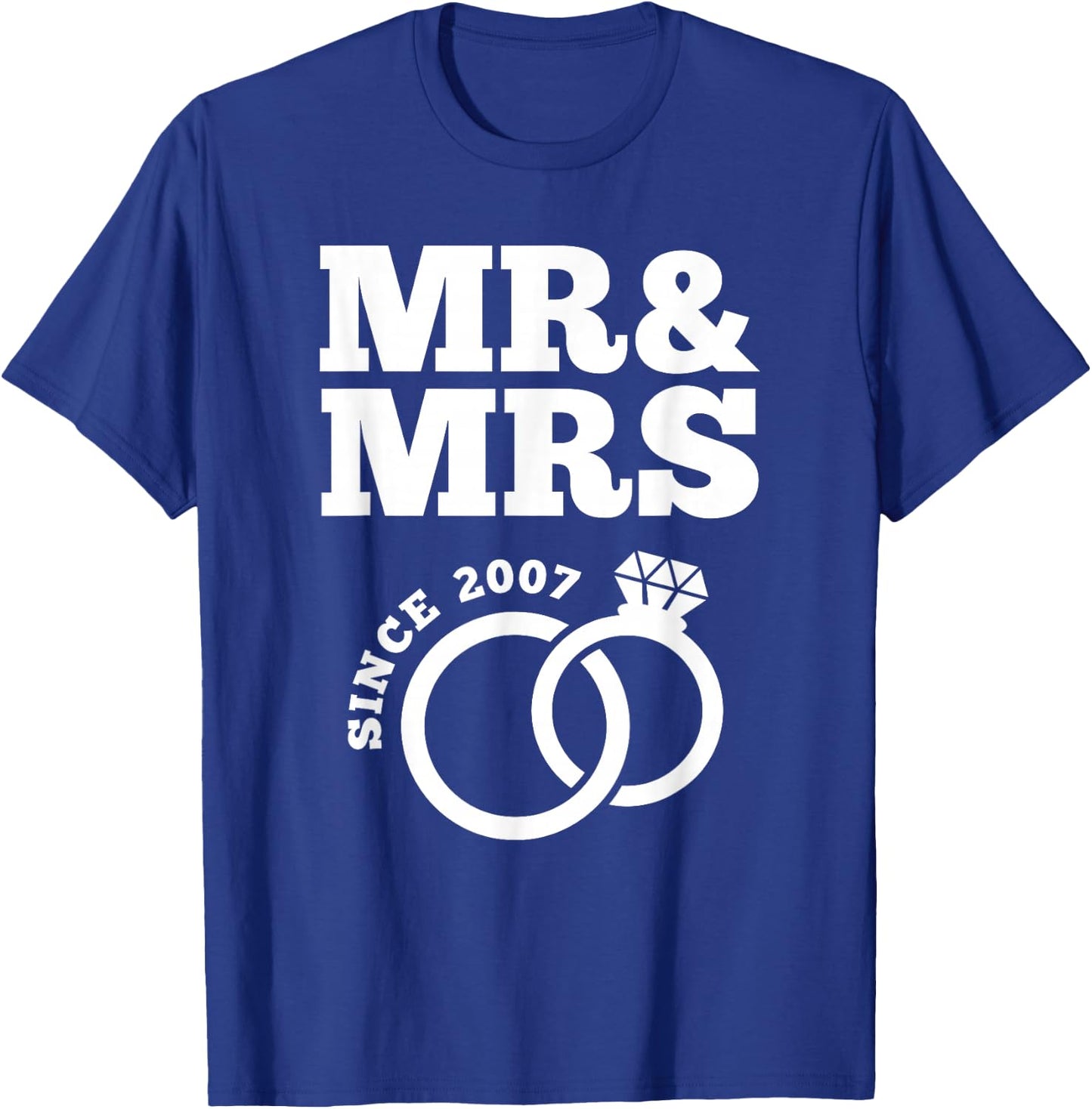 16th Wedding Anniversary Husband Wife Mr. & Mrs. Since 2007 T-Shirt - T-Shirt | Royal