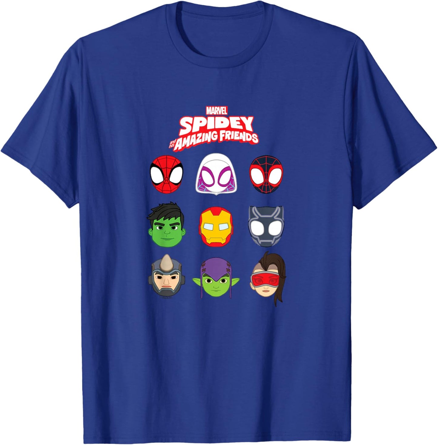 Kids Spidey And His Amazing Friends - Faces Grid T-Shirt - T-Shirt | Royal