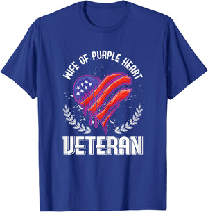 Wife of purple heart Veteran American flag T-Shirt - T-Shirt | Royal