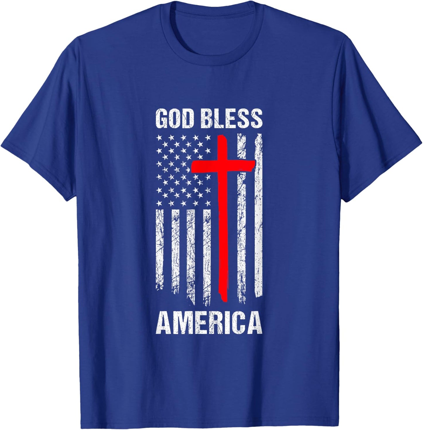 God Bless America Fourth of July Christian Patriot USA Flag Women Kids Men T-Shirt - T-Shirt | Royal