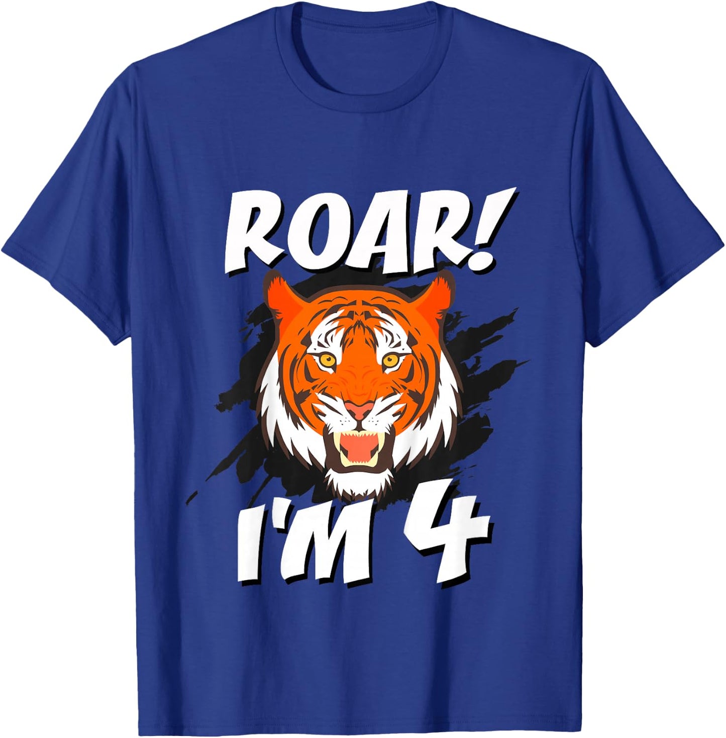 4 Year Old Tiger Birthday Party Tigers Roar Safari 4th Gift T-Shirt - T-Shirt | Royal