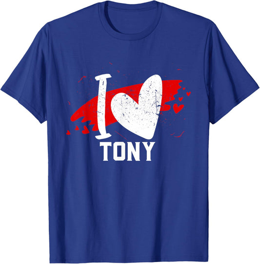 I Love TONY I Heart TONY T-Shirt - T-Shirt | Royal