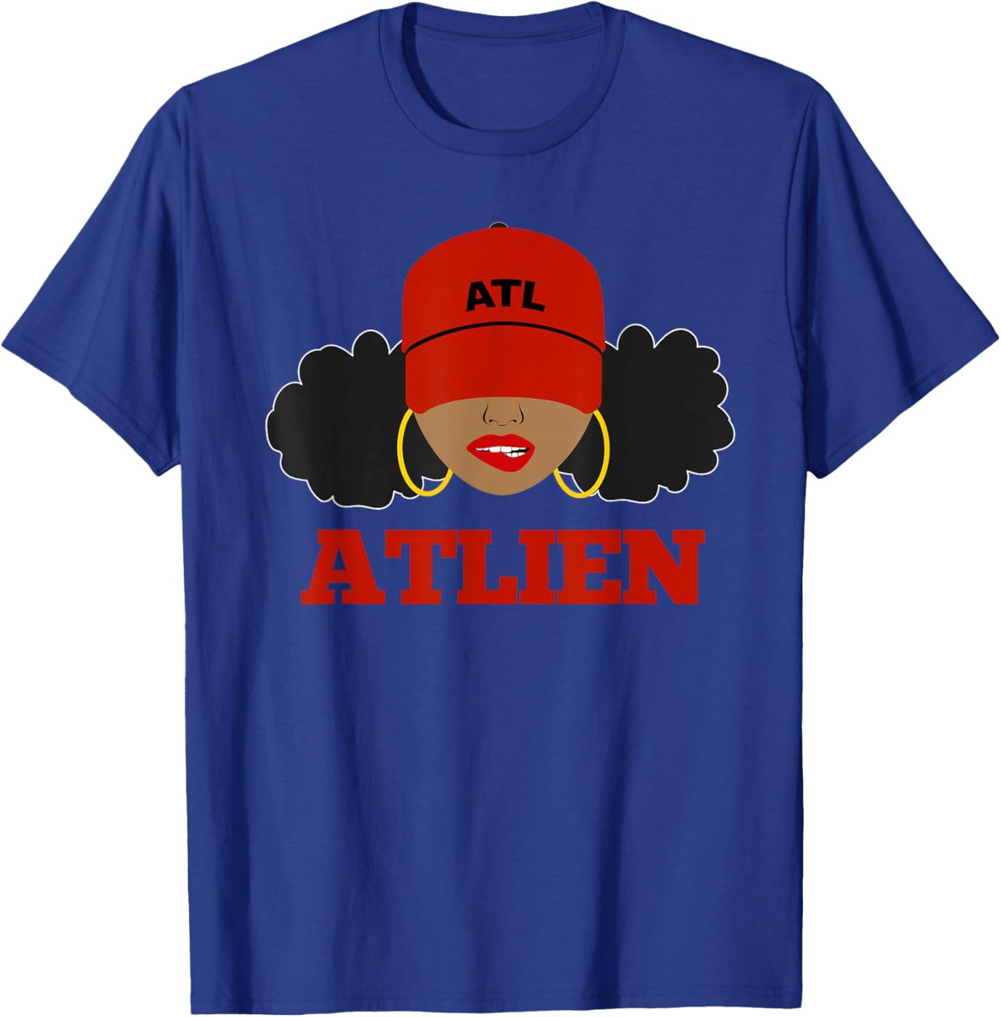 ATLien Black Woman Afro Puffs ATL Atlanta T-Shirt - T-Shirt | Royal