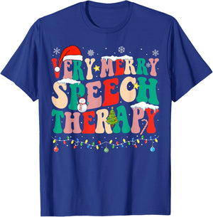 Very Merry Speech Therapy Christmas Speech Therapist SLP T-Shirt - T-Shirt | Royal