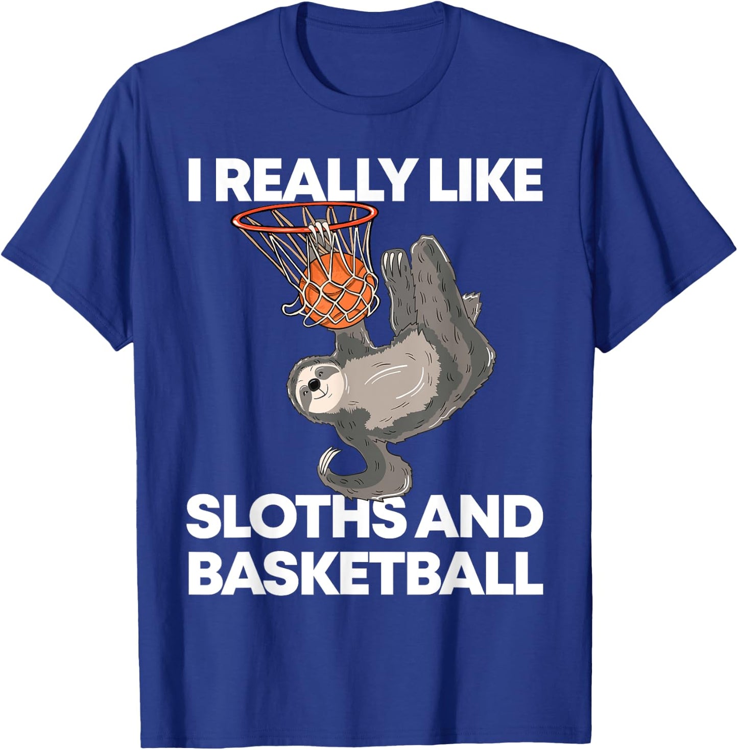 Funny Basketball Sloth Gift Cute Sloth T-Shirt - T-Shirt | Royal