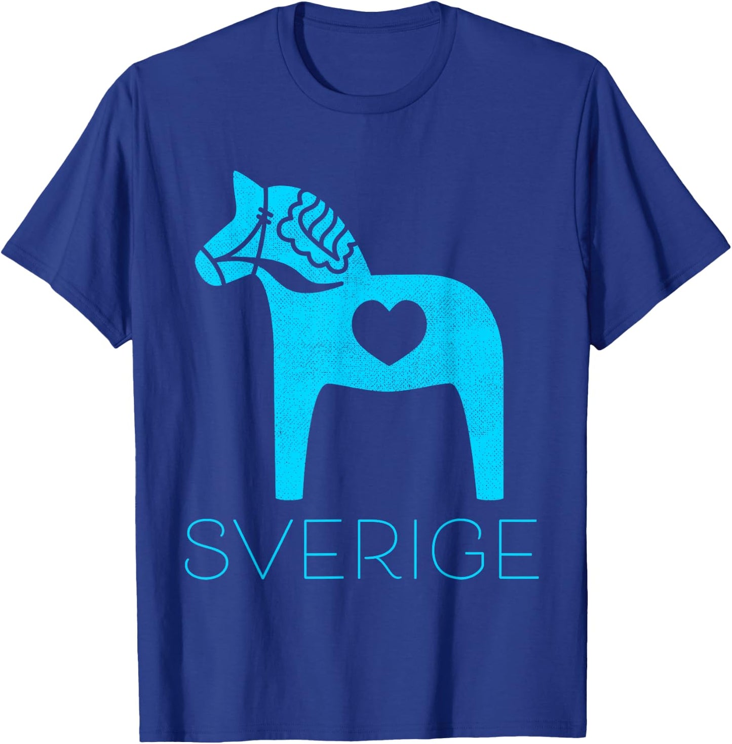 Sverige Sweden Swedish Blue Dala Horse Heart Dalecarlian T-Shirt - T-Shirt | Royal