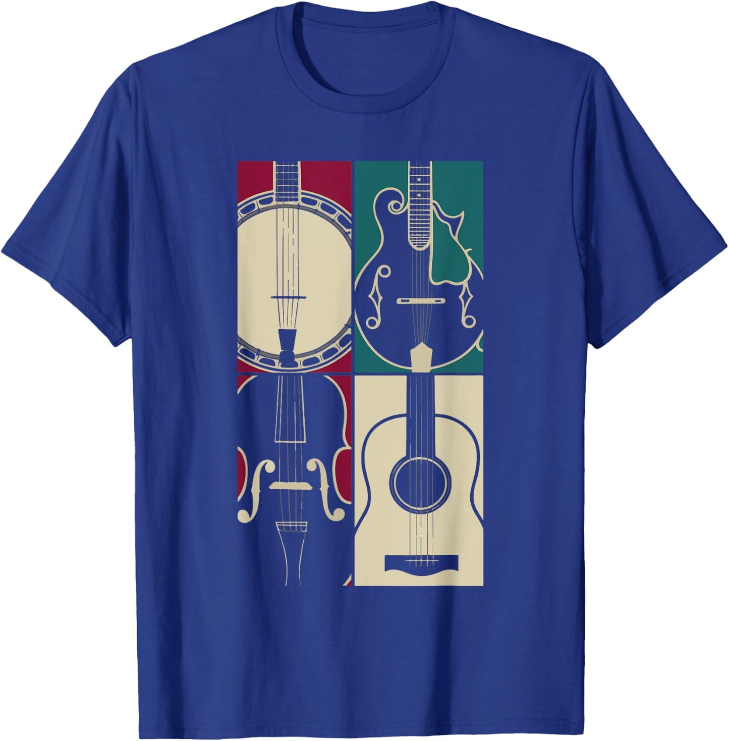 Bluegrass Instrument Pop Art Style Art T-Shirt - T-Shirt | Royal