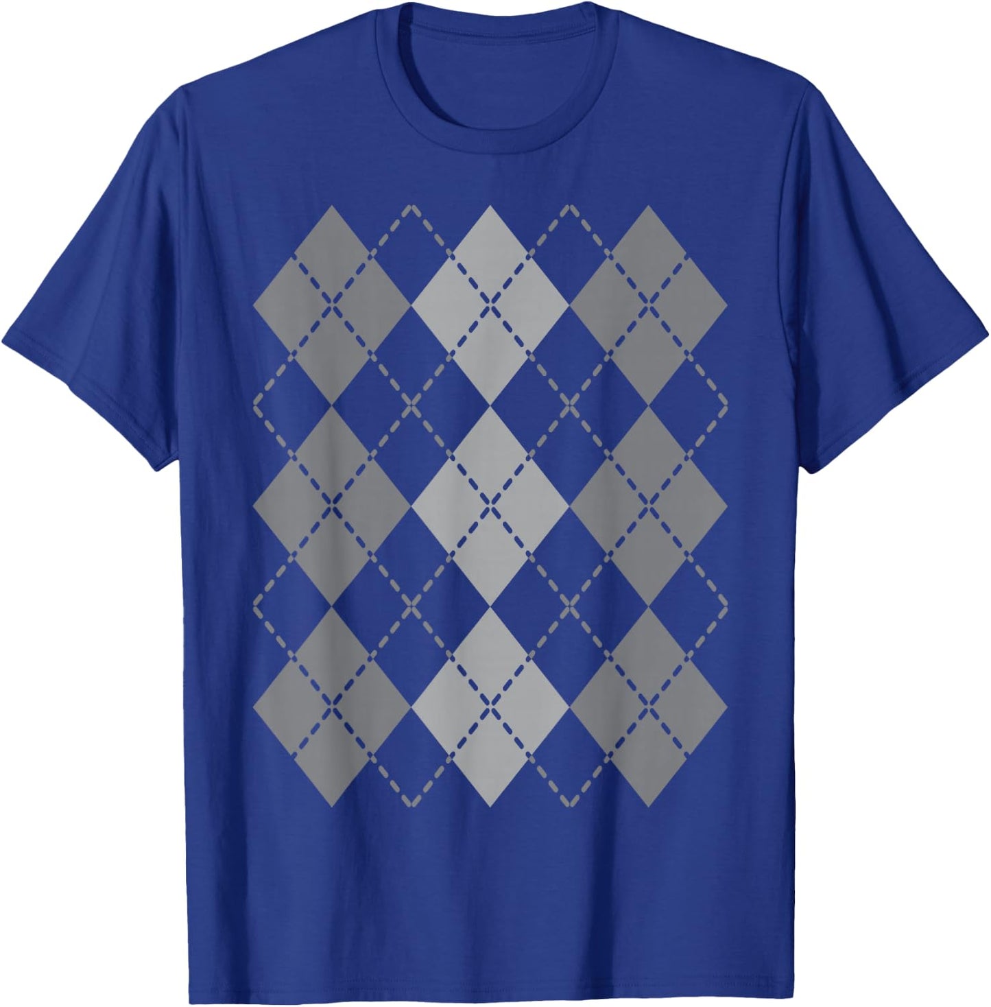 Preppy Plaid Argyle Stylish & Fun Faux Sweater Design T-Shirt - T-Shirt | Royal