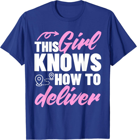 Cute Delivery Driver Art For Girl Women Delivery Services T-Shirt - T-Shirt | Royal