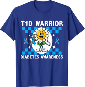T1D Warrior Type 1 Diabetes Awareness Diabetic kids T-Shirt - T-Shirt | Royal
