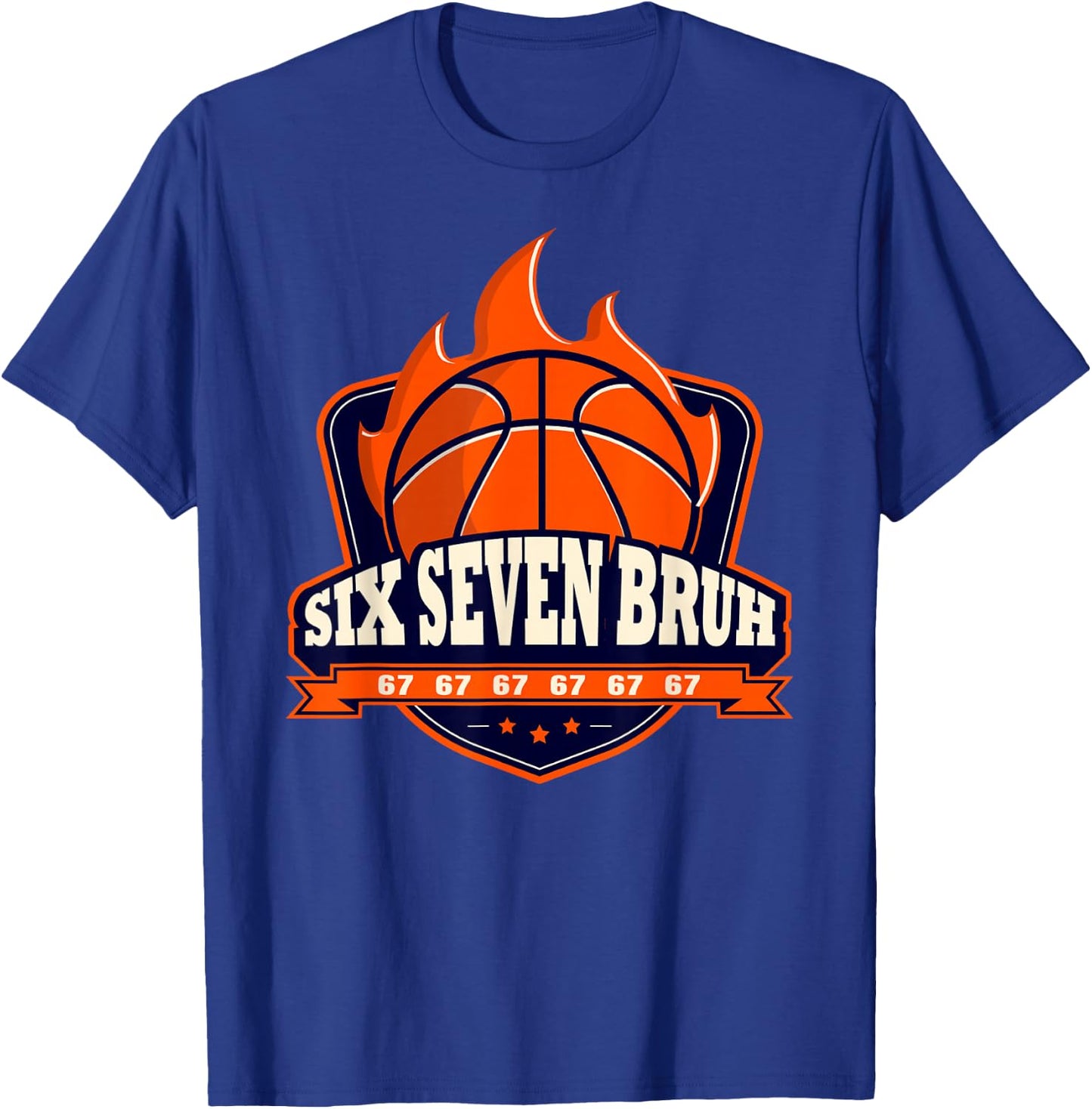 Alpha Slang Kids Bruh 67 Basketball Ice Cream Drip Six Seven T-Shirt - T-Shirt | Royal