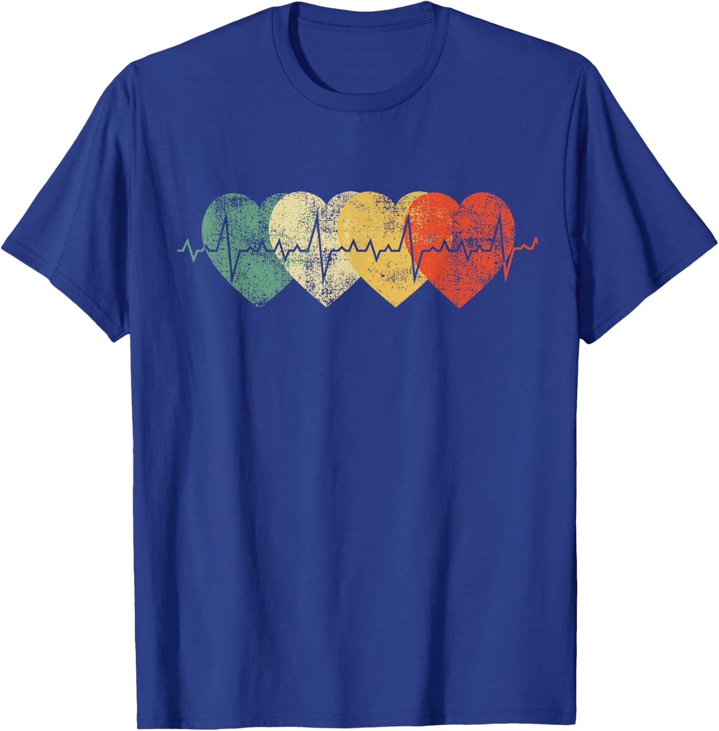 Funny Nurse Heartbeat Gifts Retro Vintage Heart Nursing T-Shirt - T-Shirt | Royal