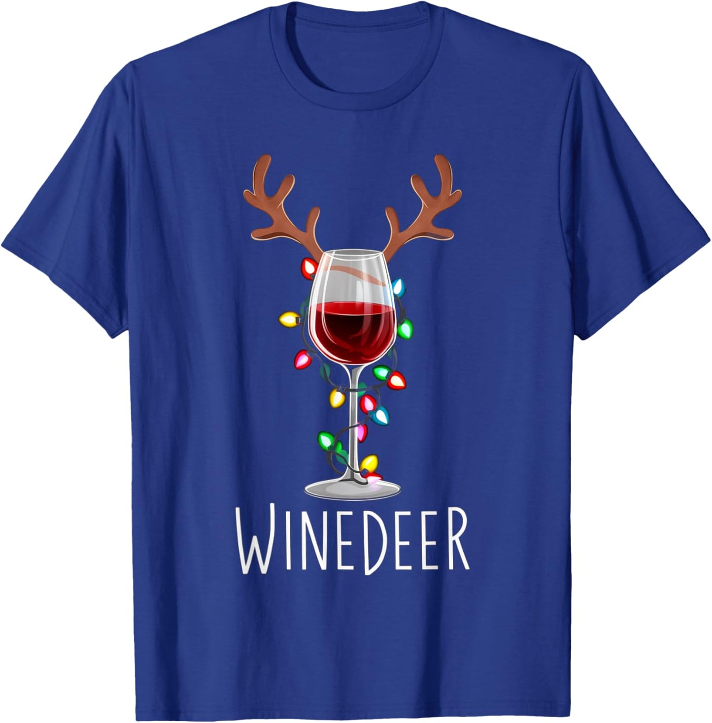 Winedeer Reinbeer Santa Hat Reindeer Couple Xmas Matching T-Shirt - T-Shirt | Royal