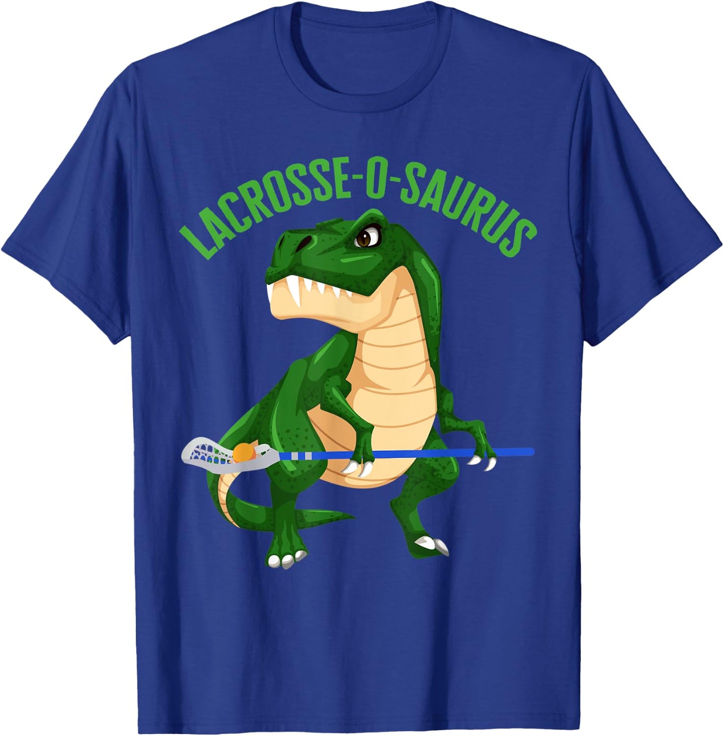 Lacrosse-O-Saurus Gear Champ Goal Laxer Lax Laxing Lacrosse T-Shirt - T-Shirt | Royal